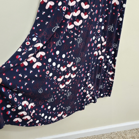 Boden Lily Rushed Waist Jersey Maxi Dress Sz 6R Navy Floral Fit & Flare Stretchy - Picture 7 of 14